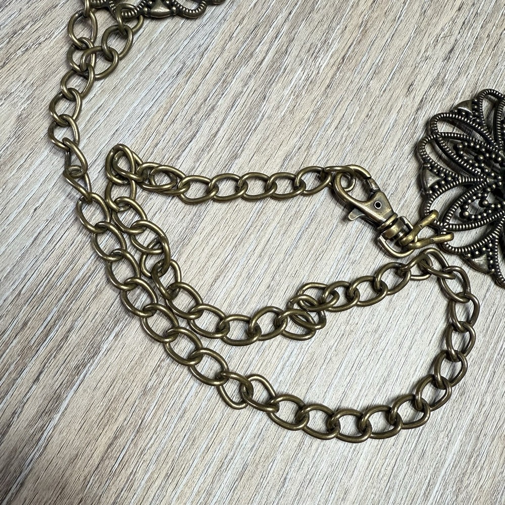 Vintage Medallion Chain Belt Waist Hip Metal Jewelry BOHO Chic 1980s - Picture 8 of 11